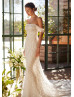 Ivory Lace Allover Bohemian Wedding Dress With Detachable Straps